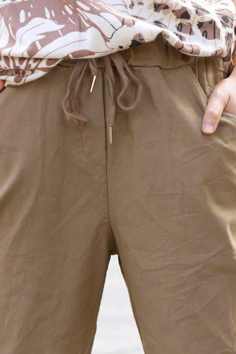Pantalon camel confort stretch ceinture élastique
