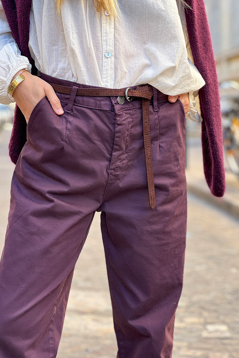 Burgundy Stretch Twill Trousers