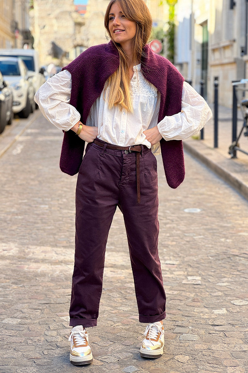 Burgundy Stretch Twill Trousers