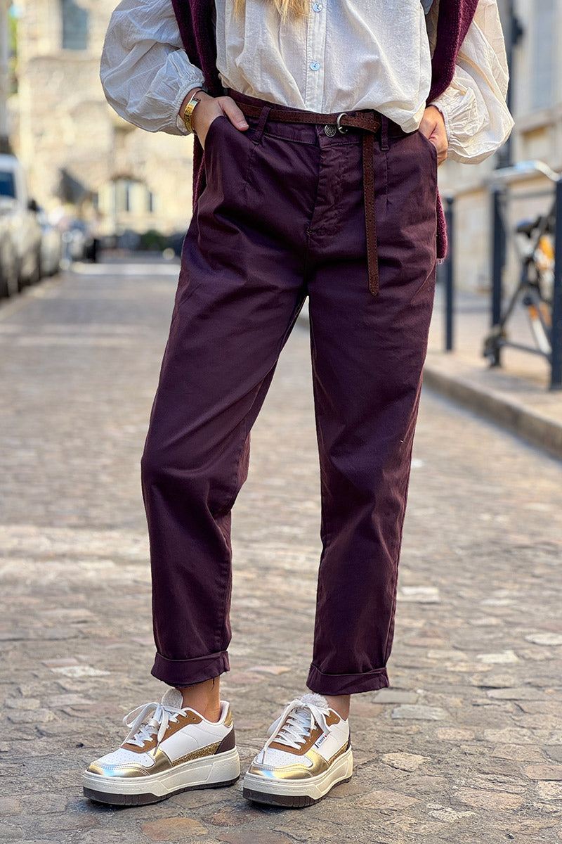 Burgundy Stretch Twill Trousers