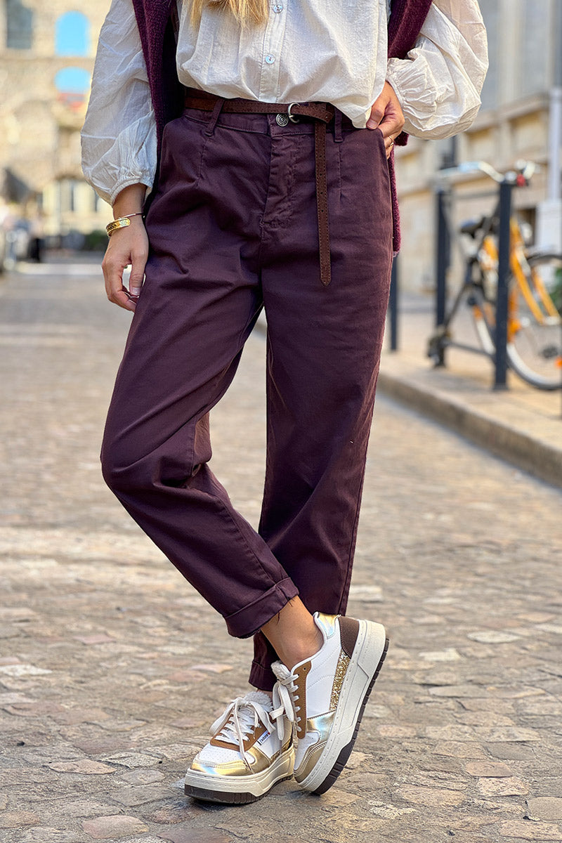 Burgundy Stretch Twill Trousers