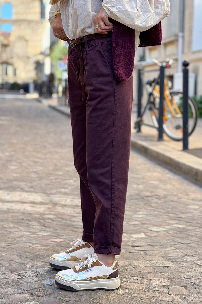 Burgundy Stretch Twill Trousers