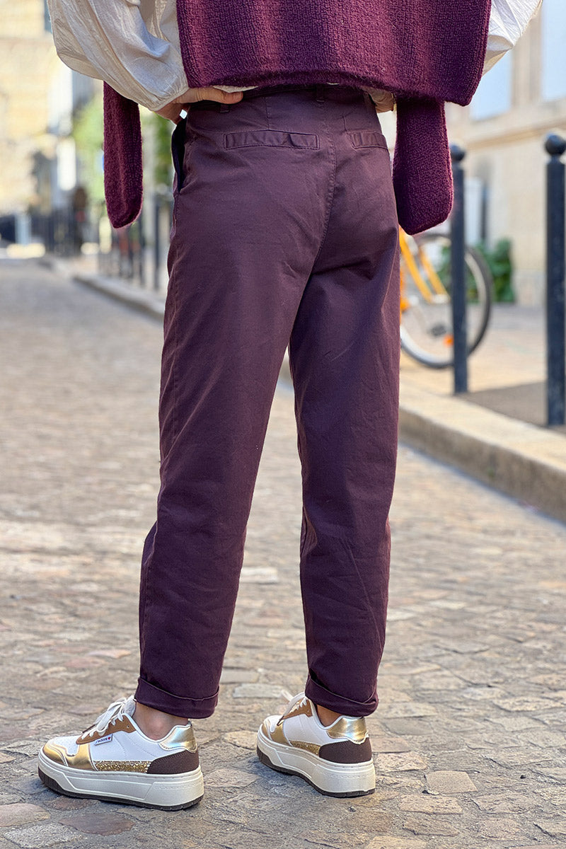 Burgundy Stretch Twill Trousers
