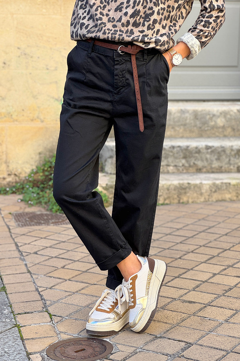 Black Stretch Twill Trousers