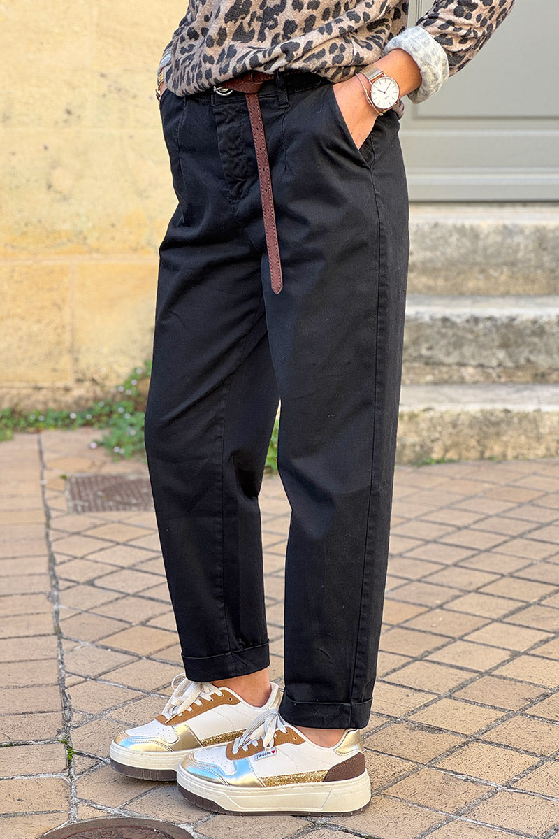 Black Stretch Twill Trousers