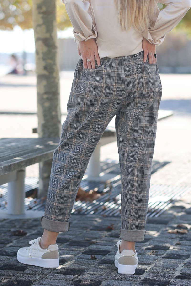 Pantalon confort carreaux style tweed e223 (1)