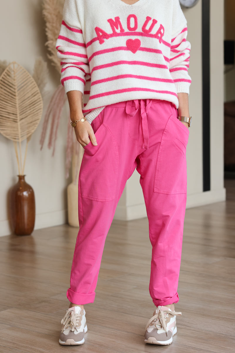 Pantalon de jogging fuchsia urbain à poches