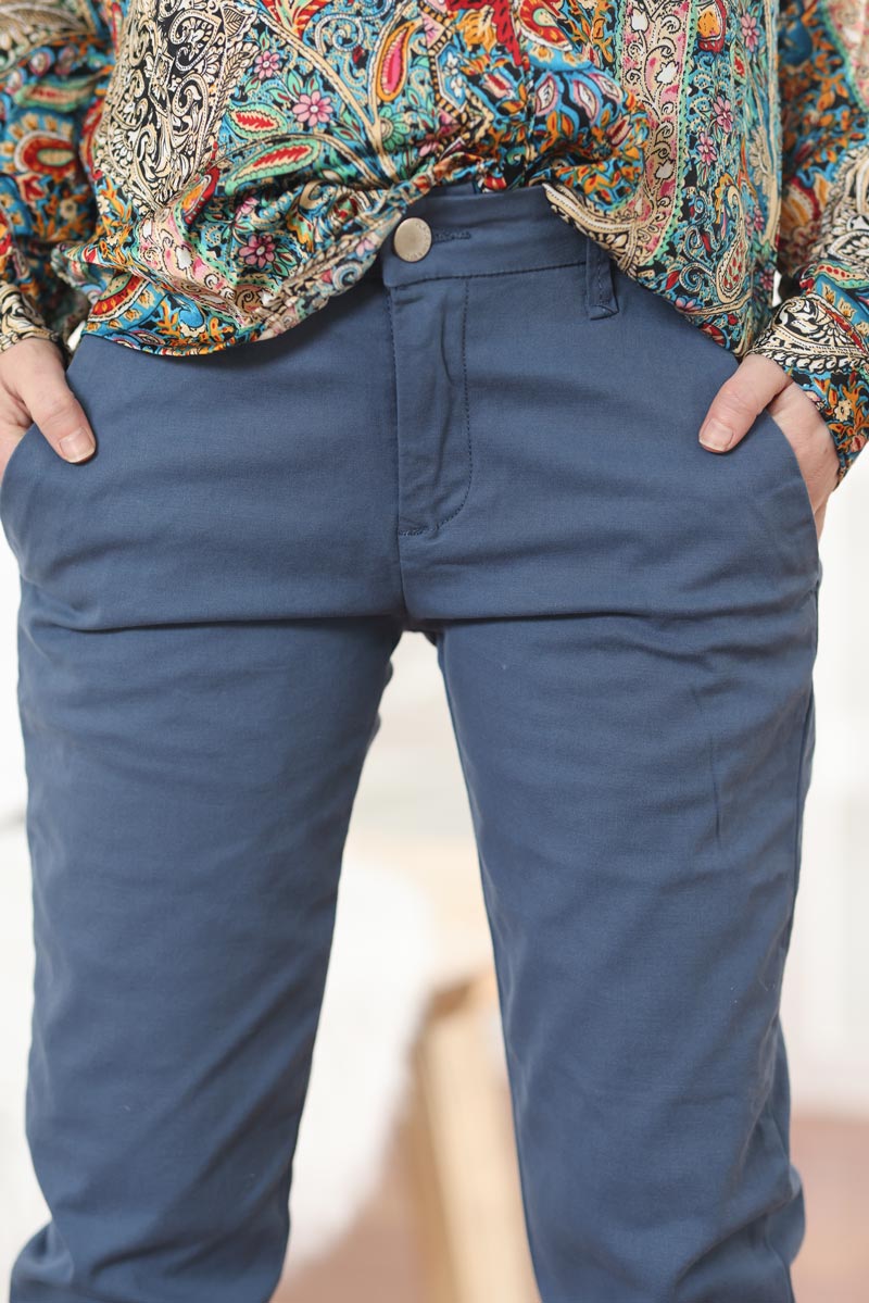 Pantalon coupe chino bleu petrole g007 (1)