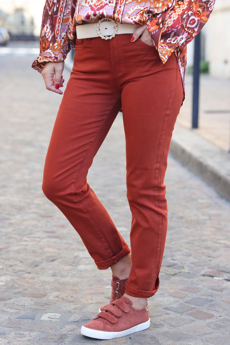 Pantalon coupe droite terracotta g259 (1)