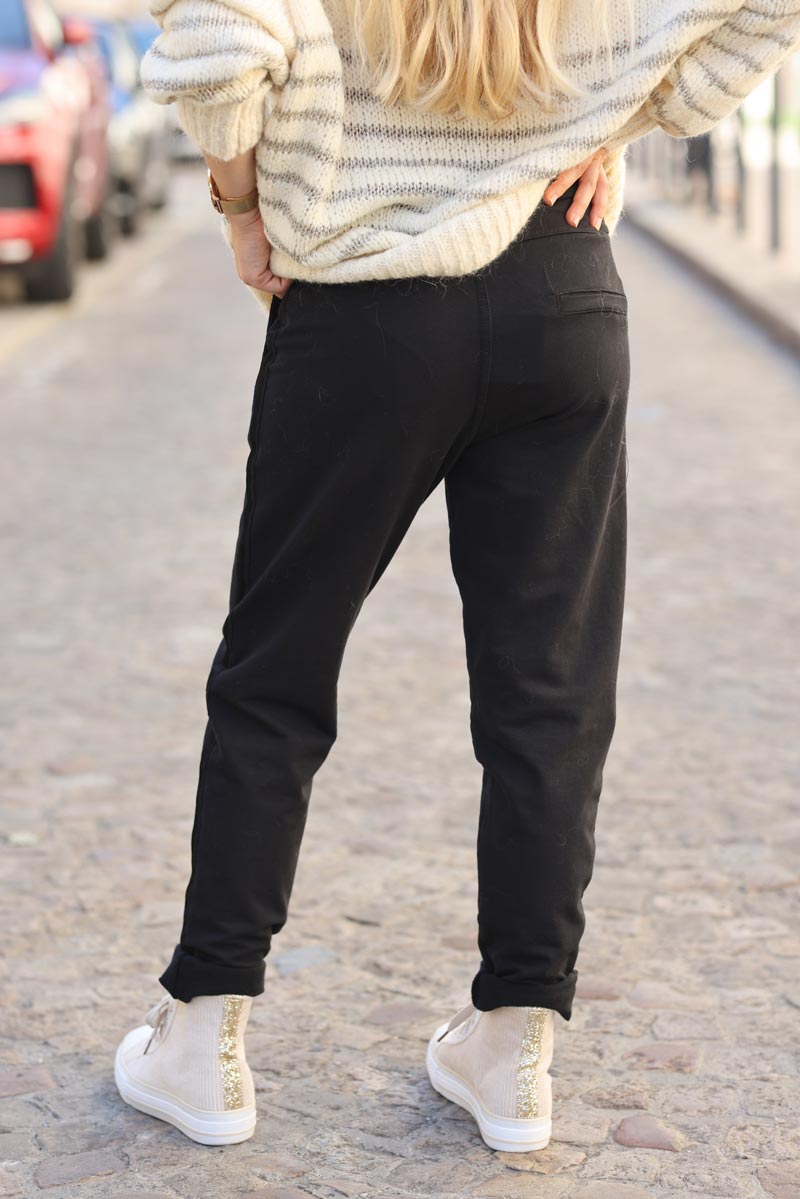 Pantalon de jogging lisere satine noir g206 (1)