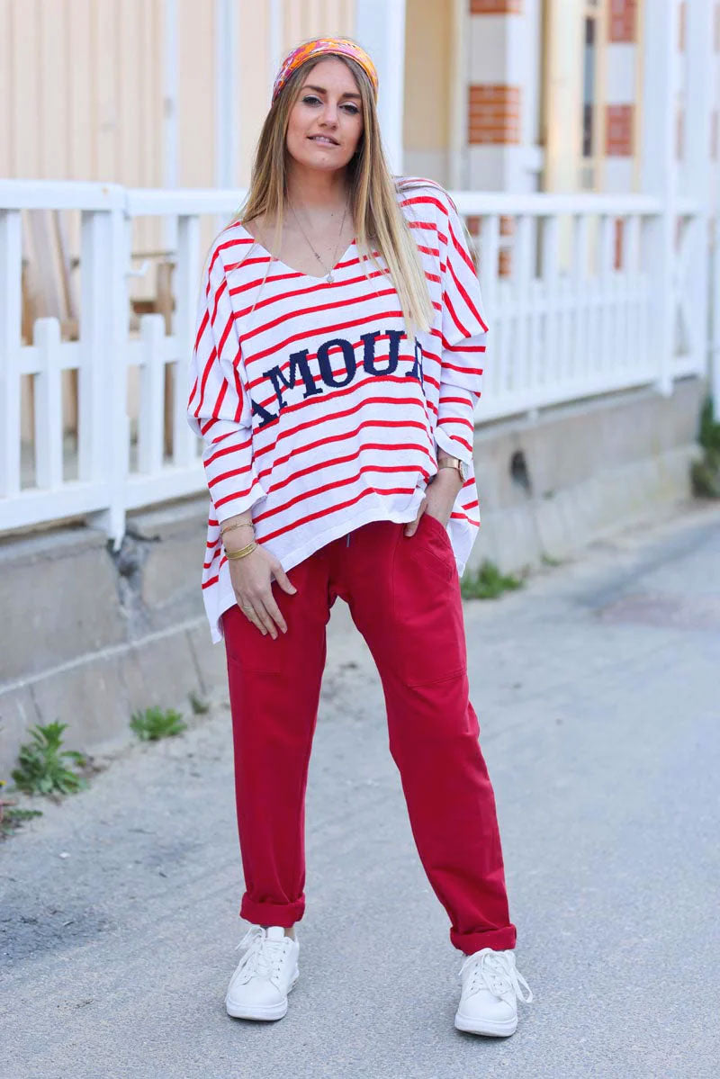Urban red sweatpant with pockets