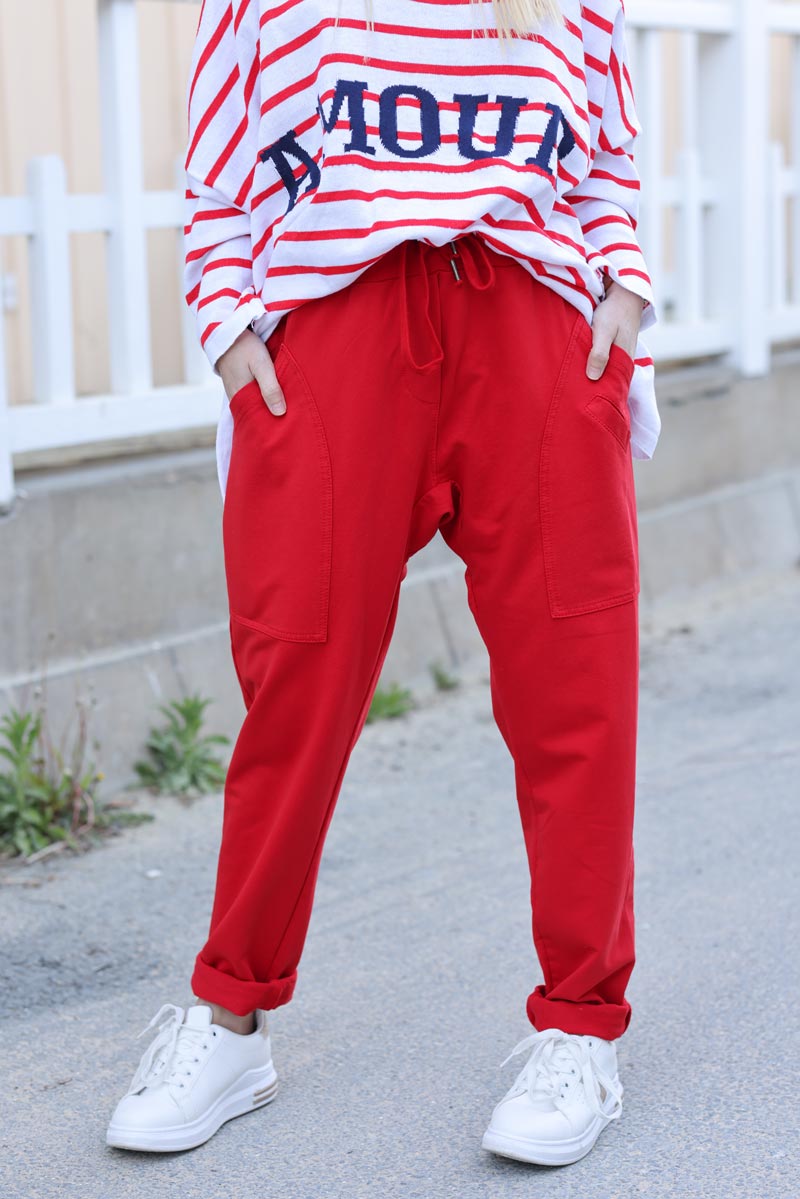 Pantalon de jogging urbain rouge à poches 004 (1)