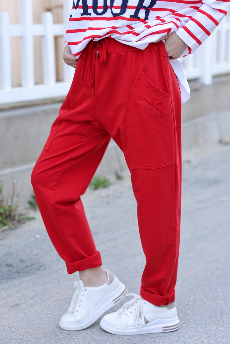 Pantalon de jogging urbain rouge à poches 004 (1)