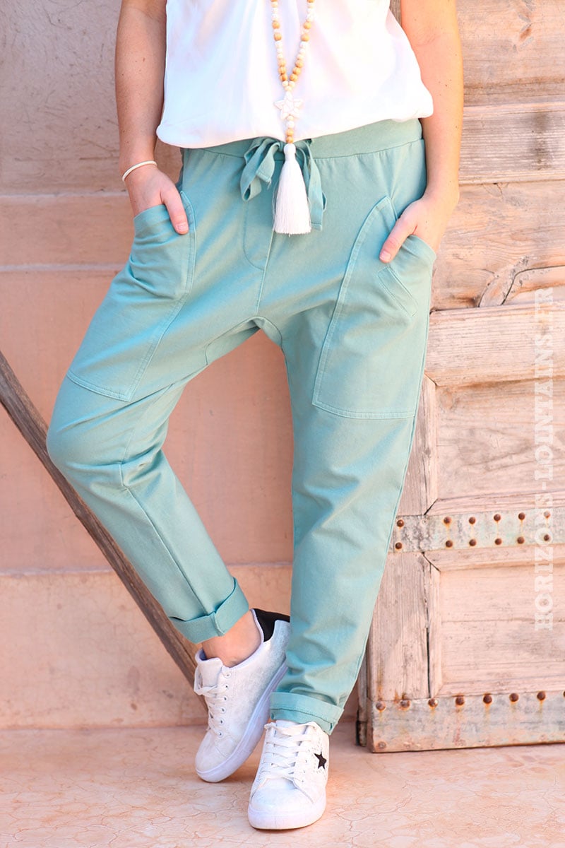 Pantalon-de-jogging-vert-céladon-clair-urbain-à-poches-004