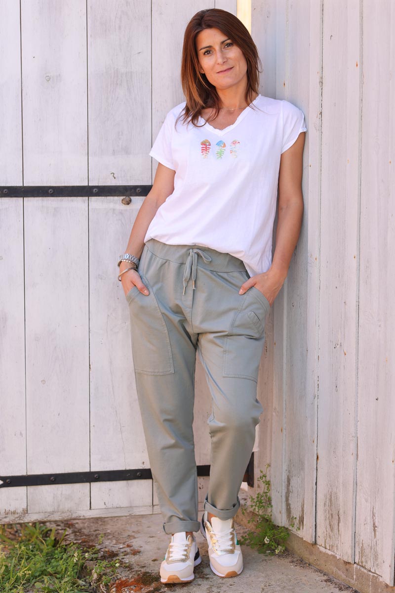 Pantalon de jogging vert de gris urbain à poches 004 (1)