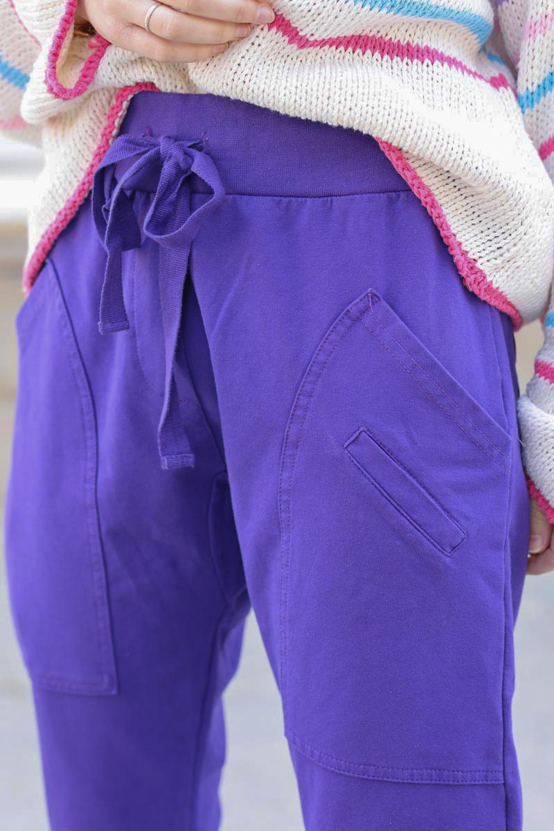 Pantalon de jogging violet urbain à poches 004 (1)