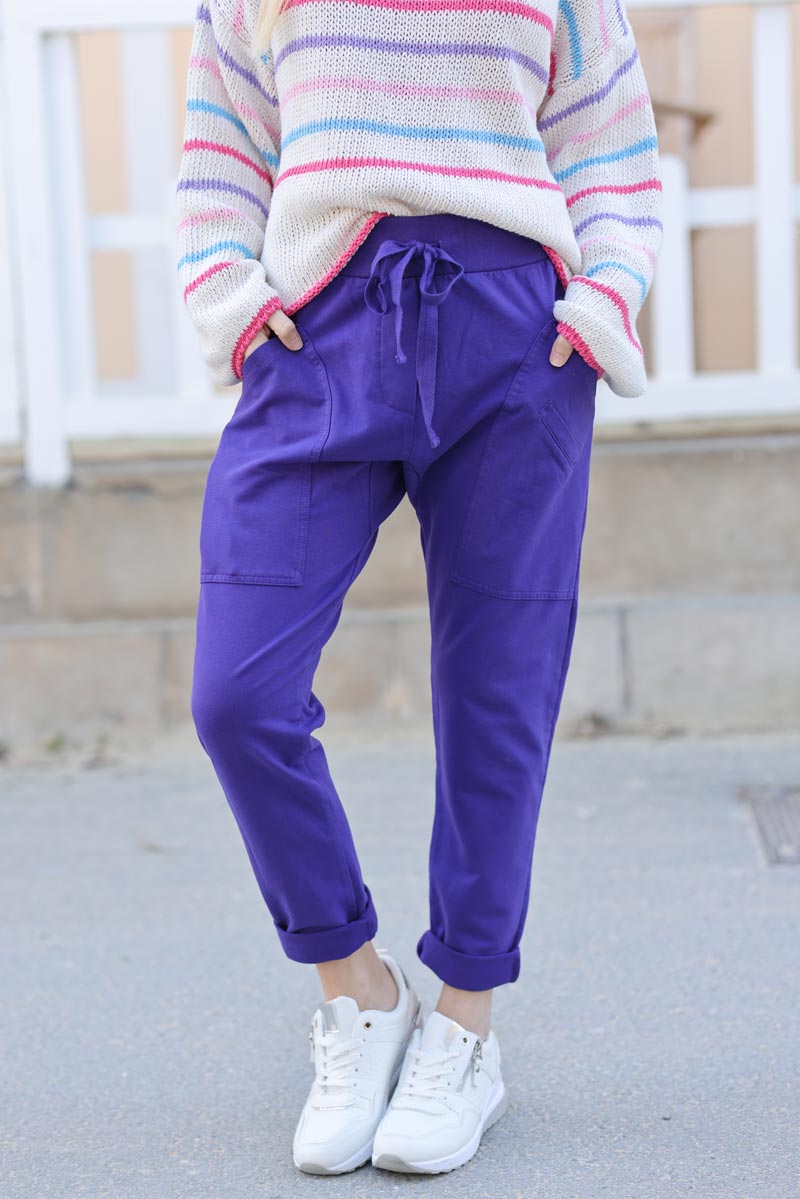 Pantalon de jogging violet urbain à poches 004 (1)