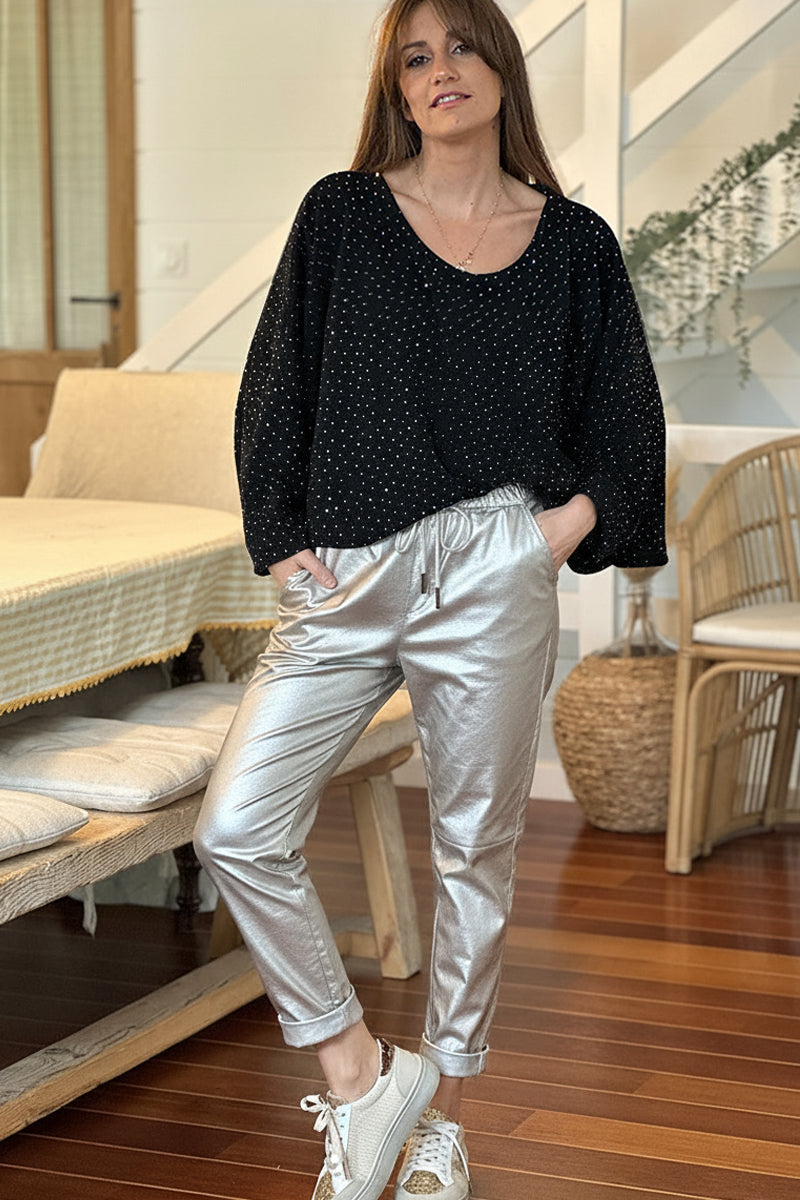 Silver Luxe Shine Joggers