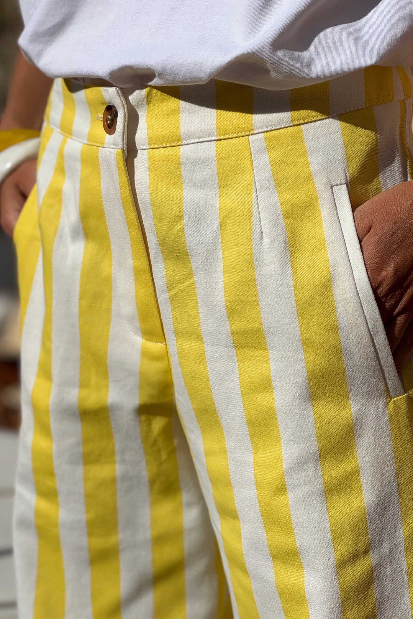 Yellow Cabana Stripe Poplin Trousers