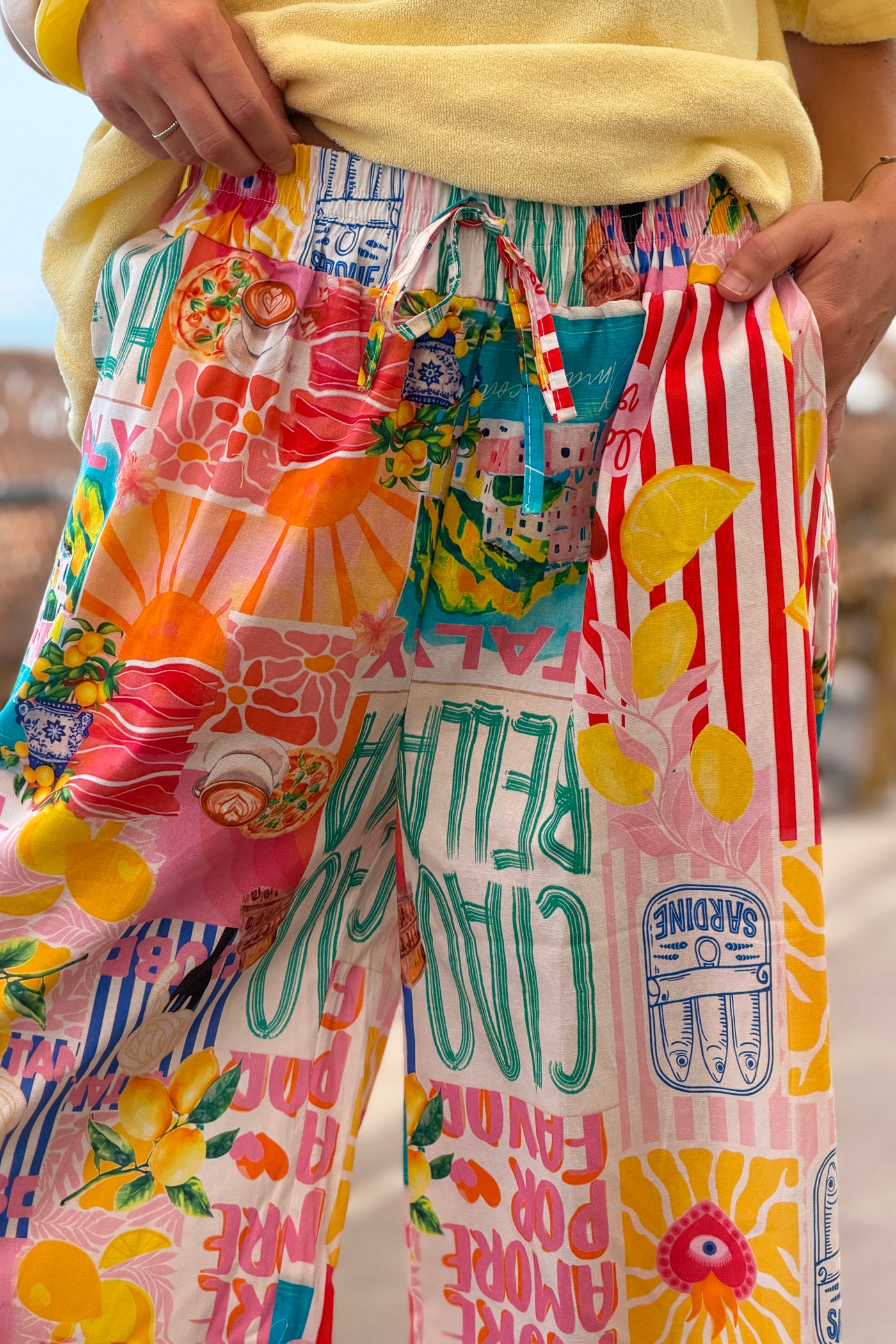 Pink Italian Summer Multi-Print Palazzo Pants