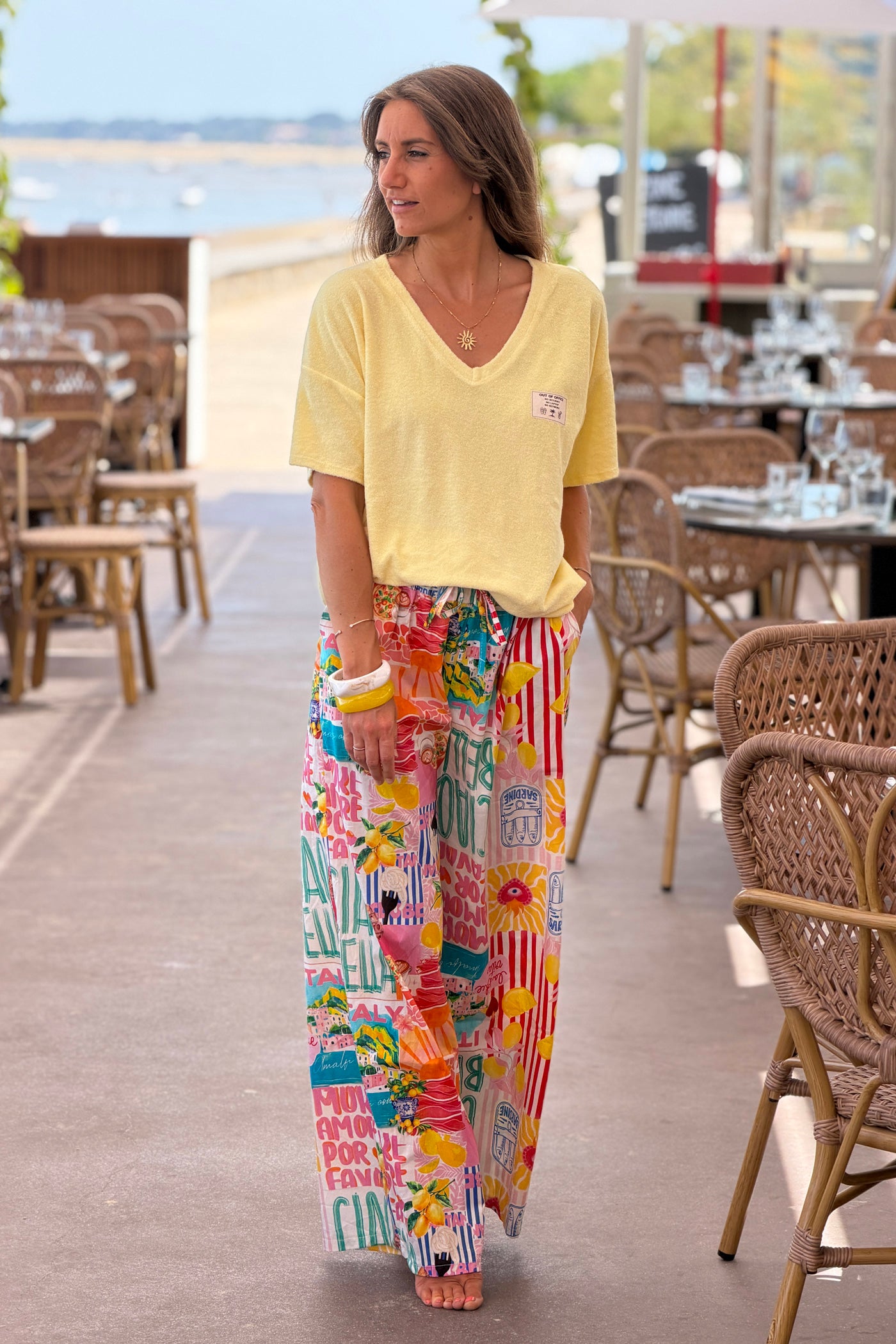 Pink Italian Summer Multi-Print Palazzo Pants