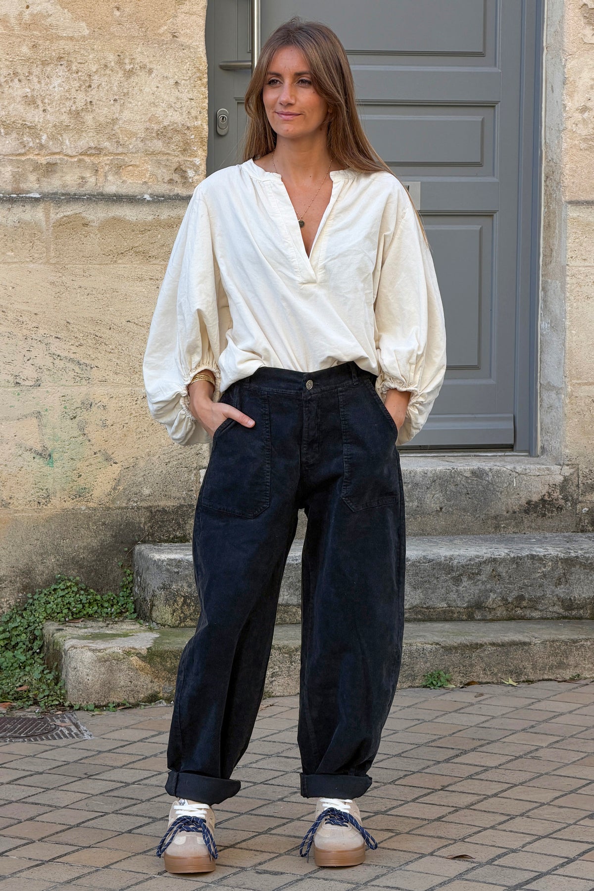 Charcoal Black Corduroy Utility Pants