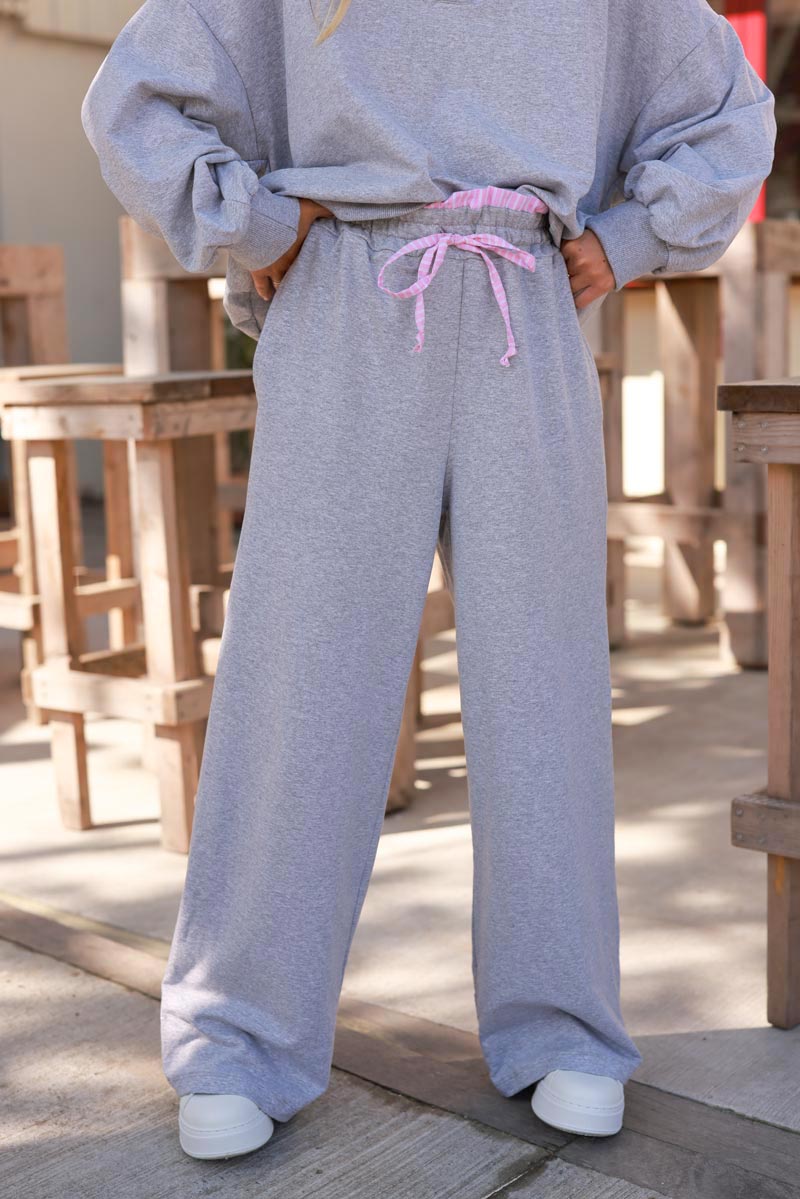 Pink Stripe Heather Wide-Leg Jersey Travel Pants