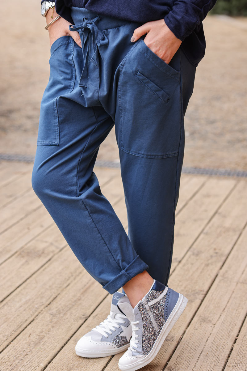 Pantalon de jogging bleu pétrole urbain à poches