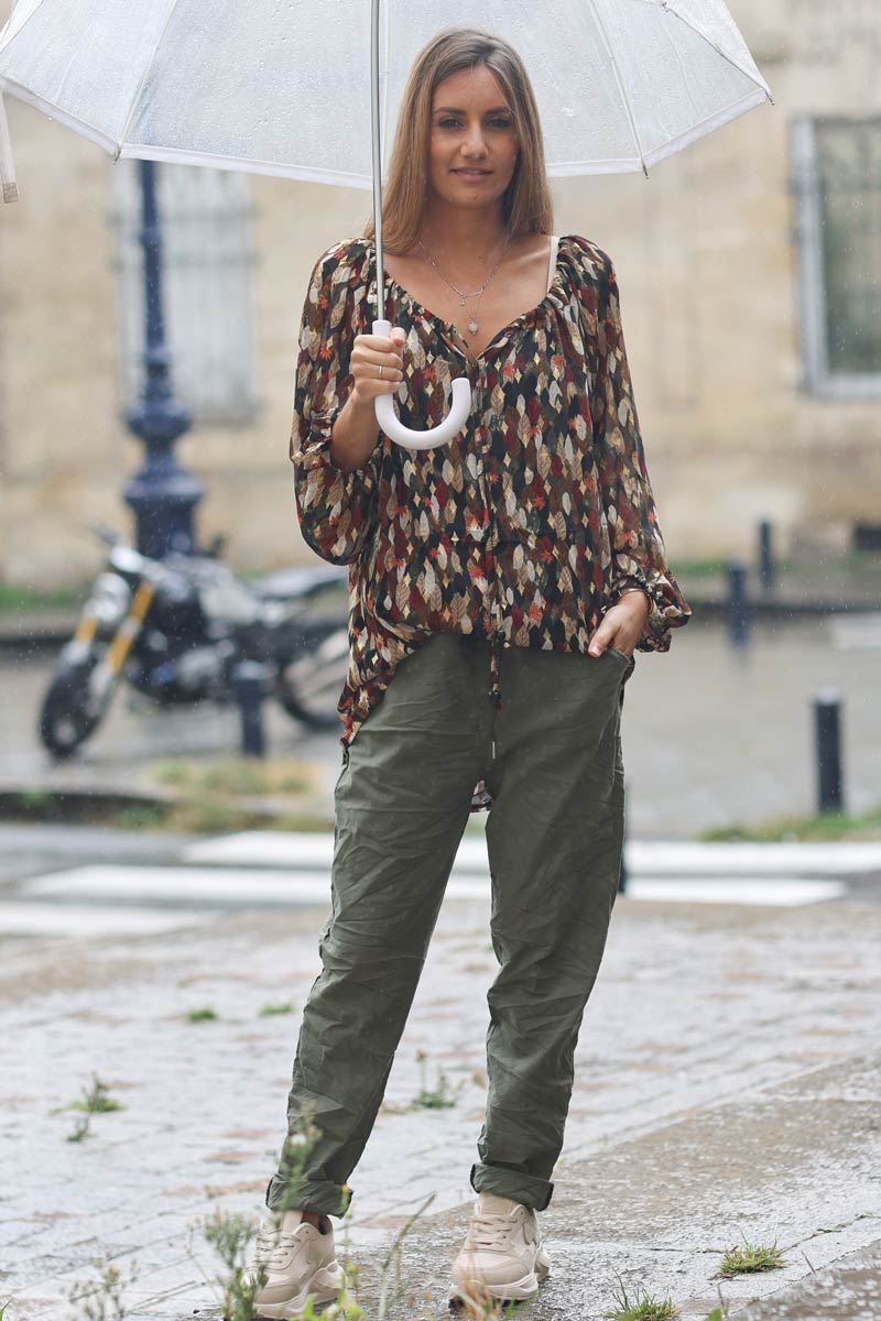 Pantalon kaki confort stretch ceinture élastique