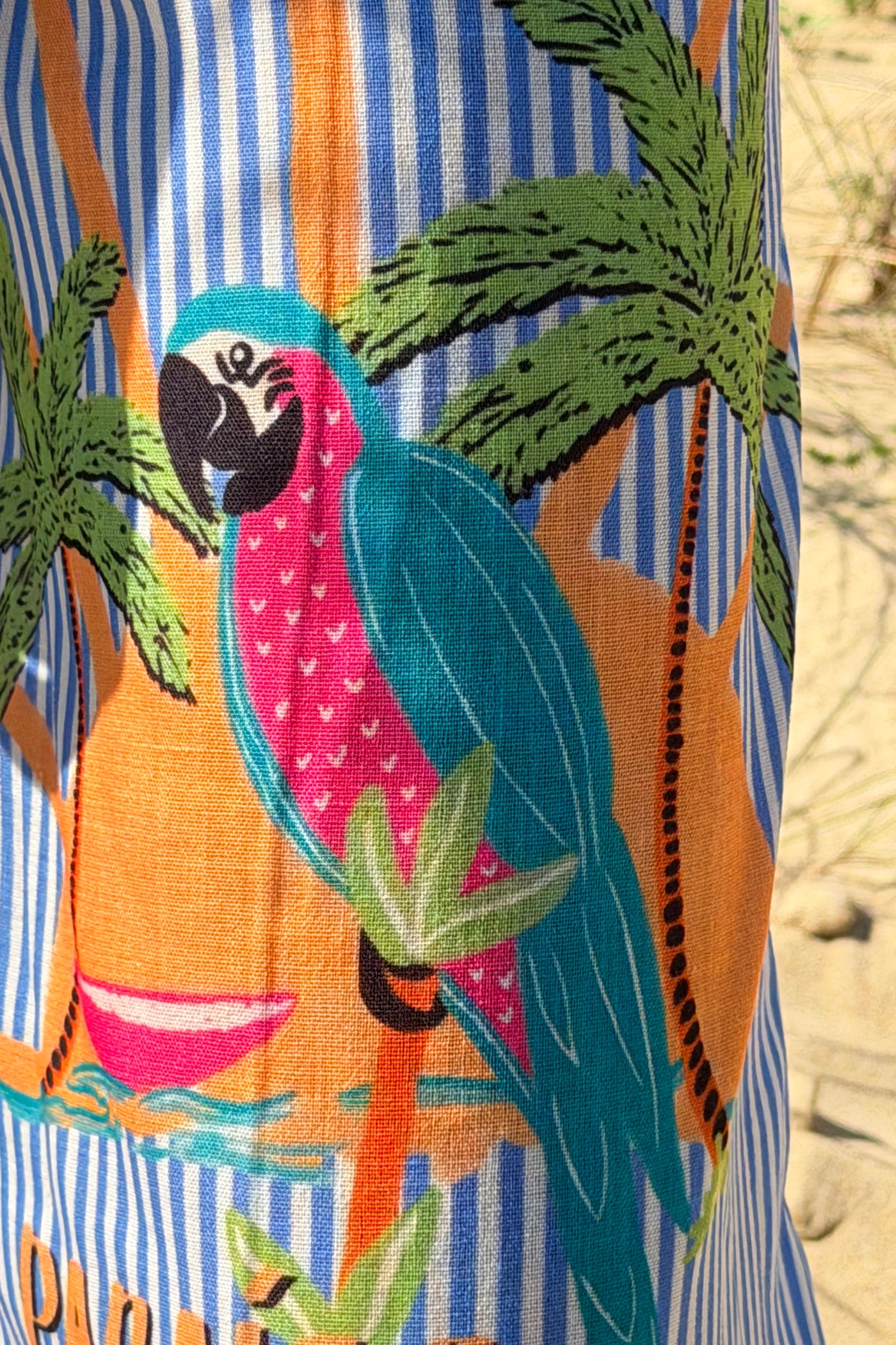 Blue Tropical Stripe Pull-On Pants