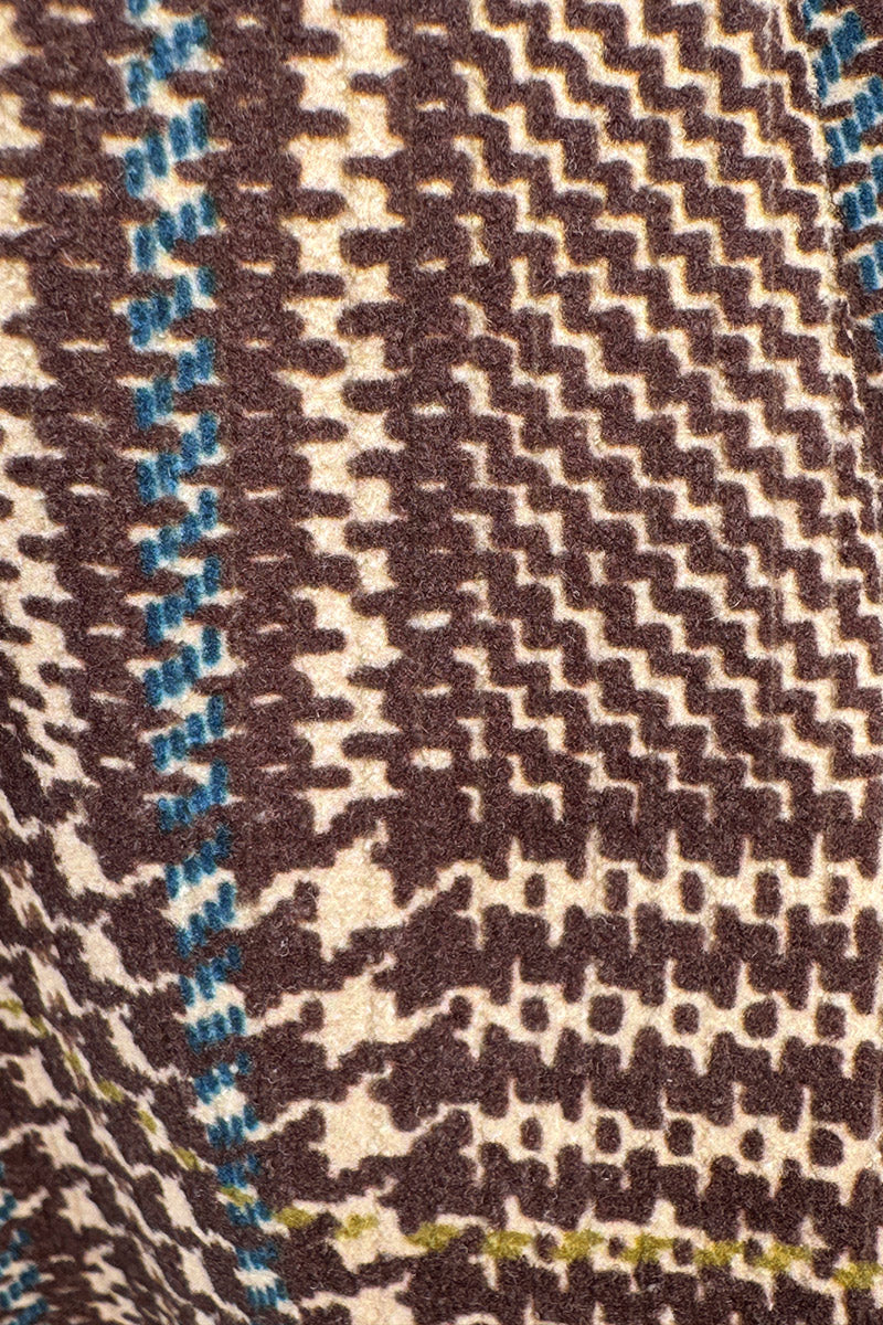 Brown Tweed Plaid Pull-On Pants with Belt