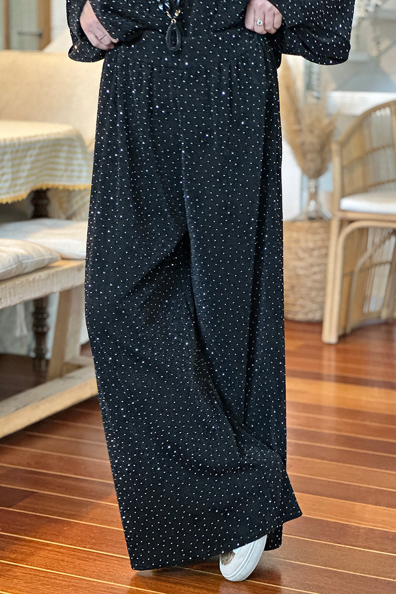 Black Sparkle Knit Palazzo Pants