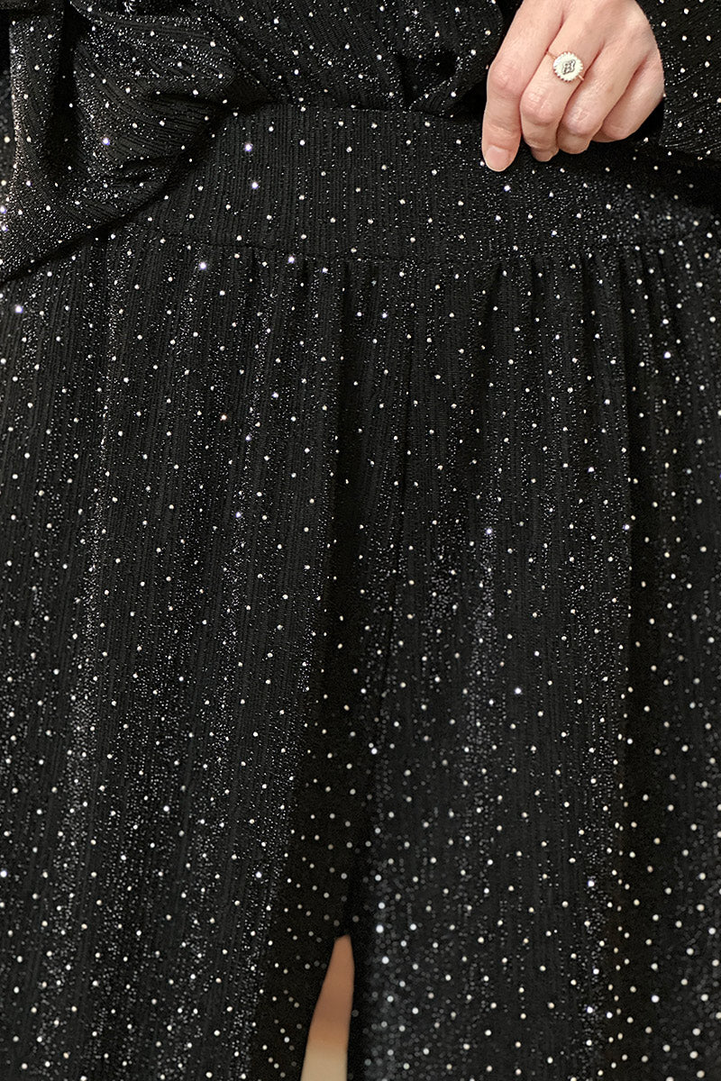 Black Sparkle Knit Palazzo Pants