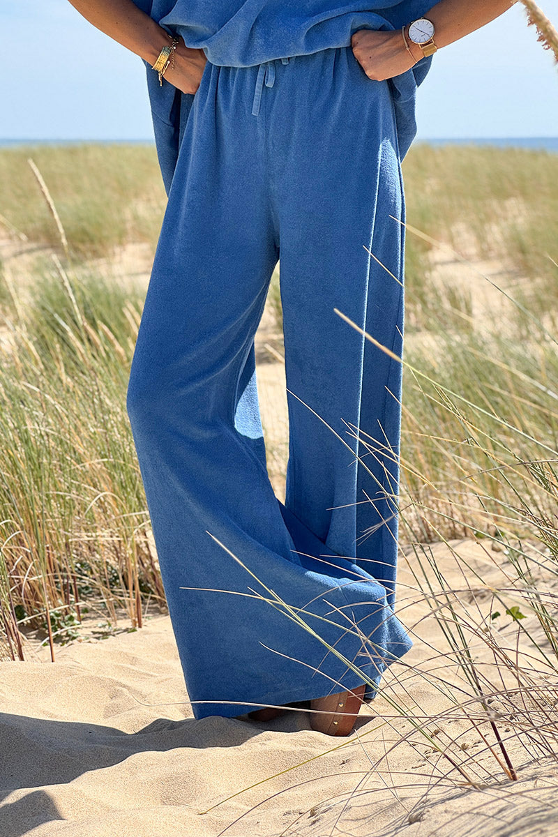 Blue Terry Cloth Pull-On Pants