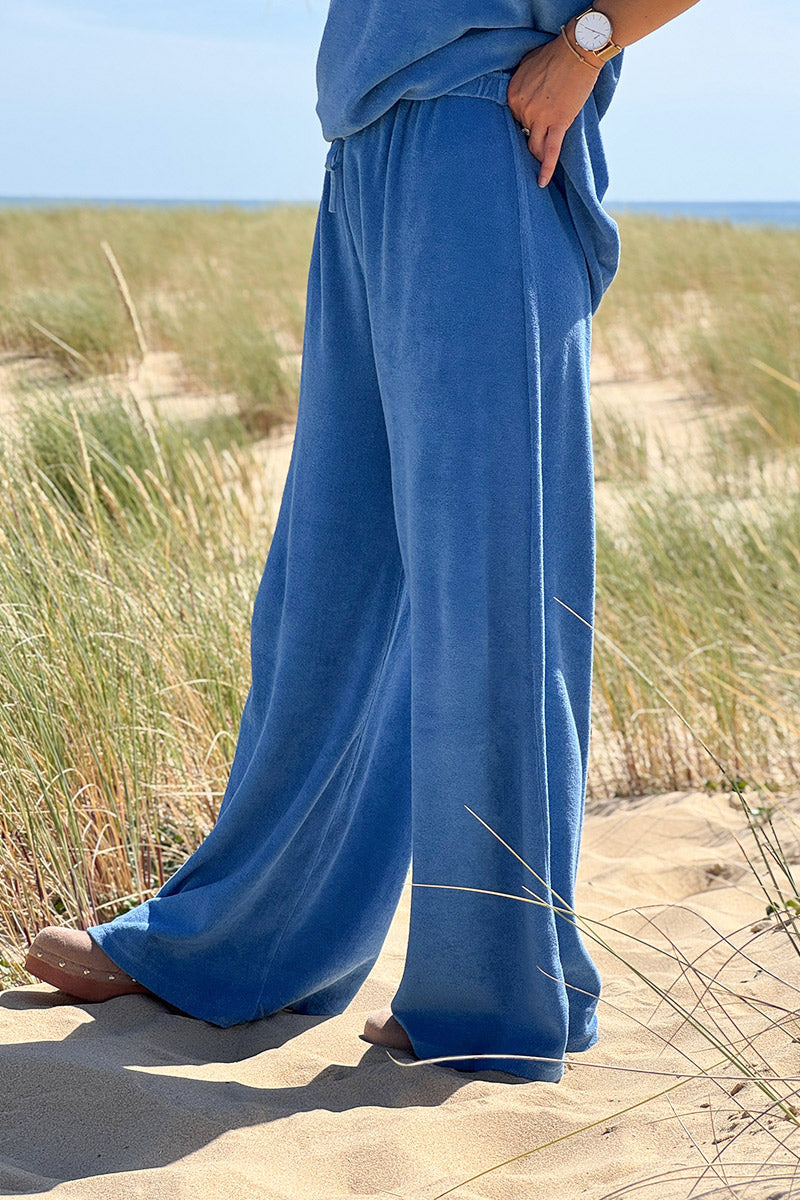 Blue Terry Cloth Pull-On Pants