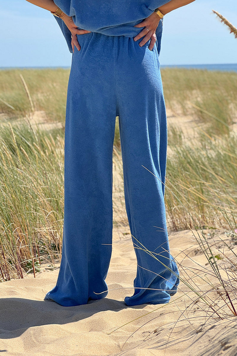 Blue Terry Cloth Pull-On Pants