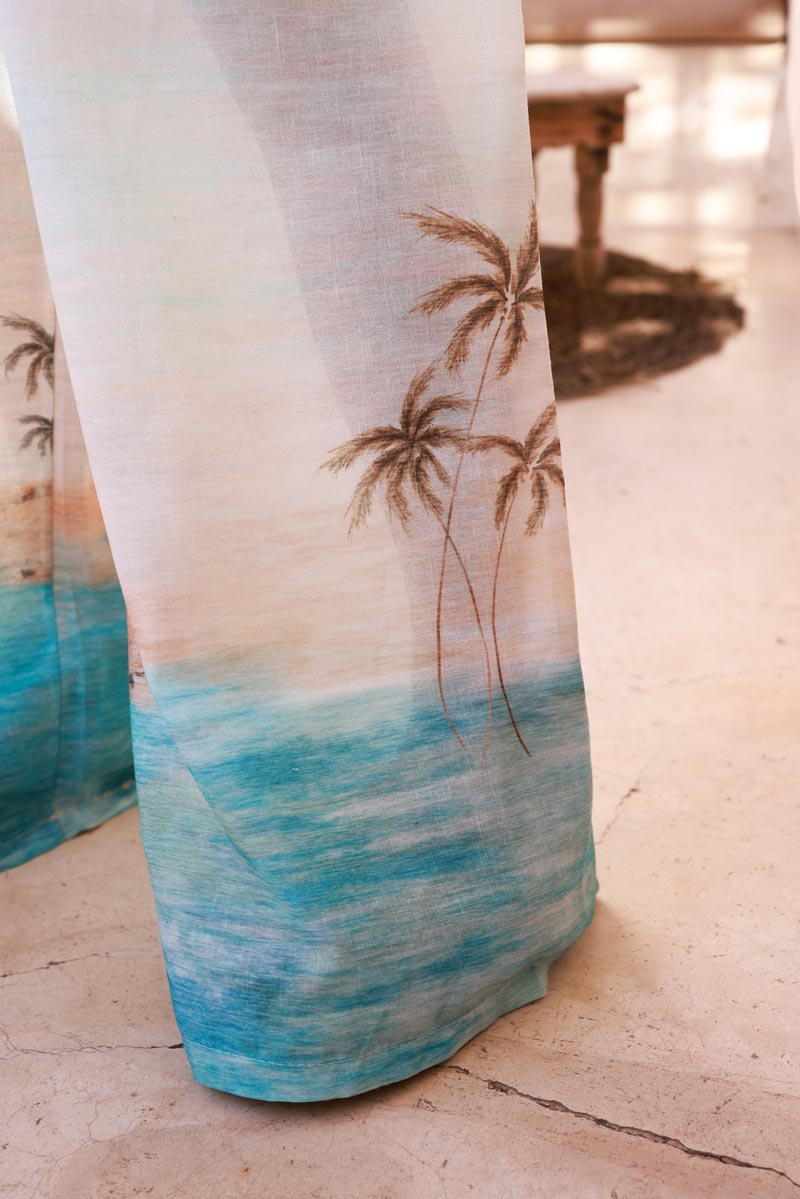 Water green Sunset Wide-Leg Casual Pants