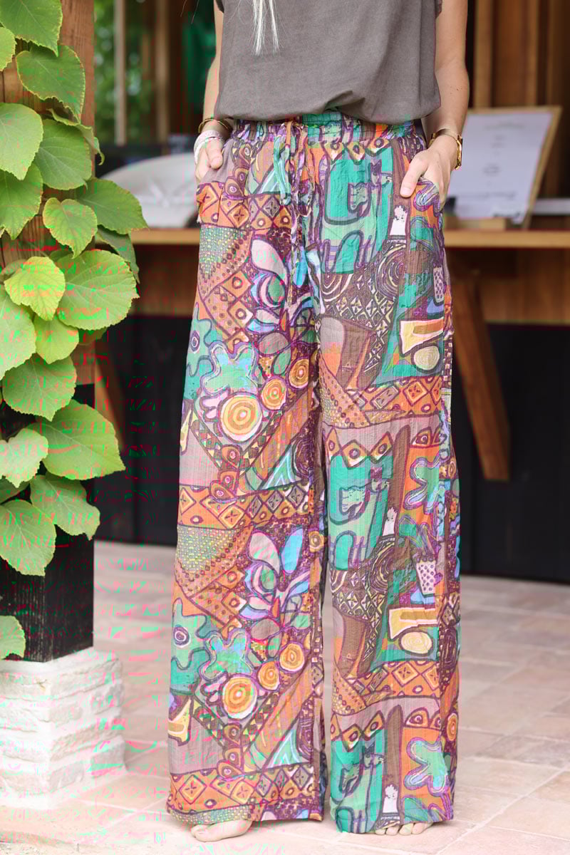 Pantalon leger imprime style wax africain colore H113 (1)