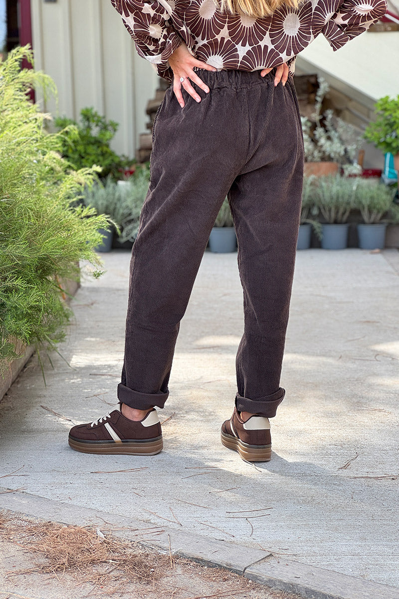 Chocolate Brown Corduroy Casual Pants