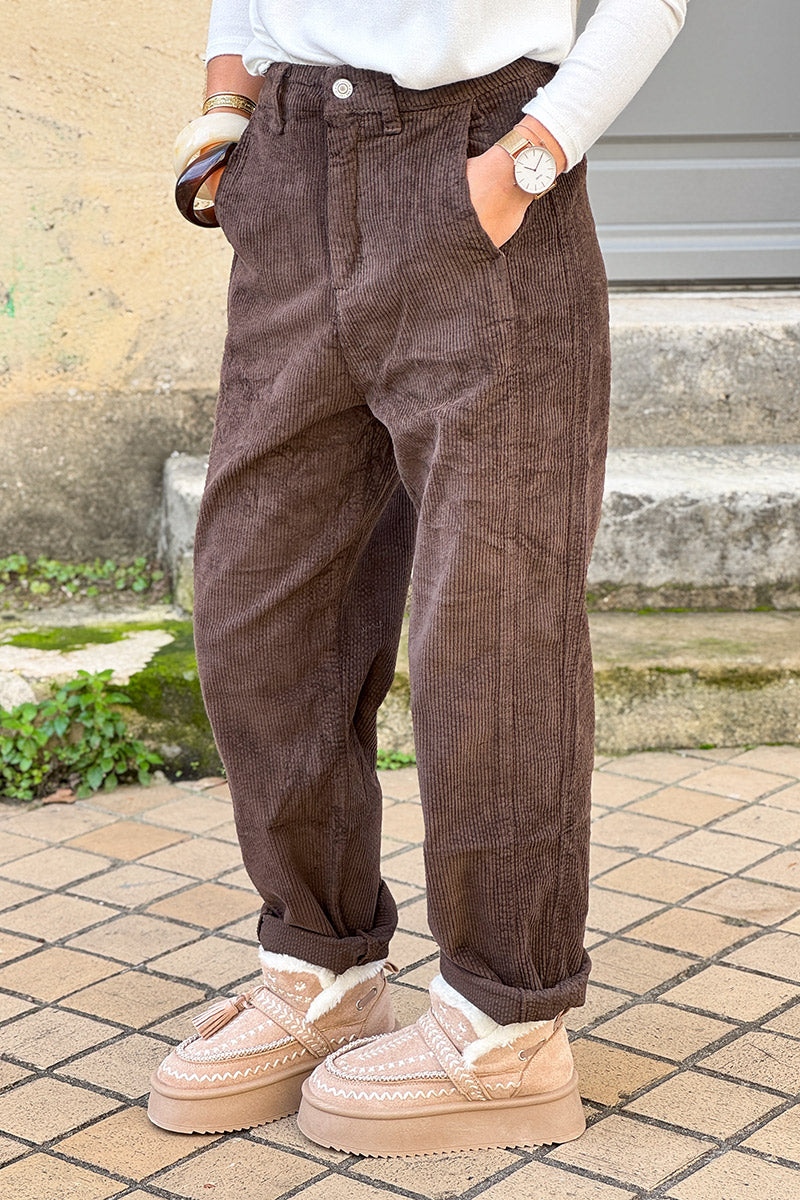 Chocolate Brown Corduroy Stretch Slacks