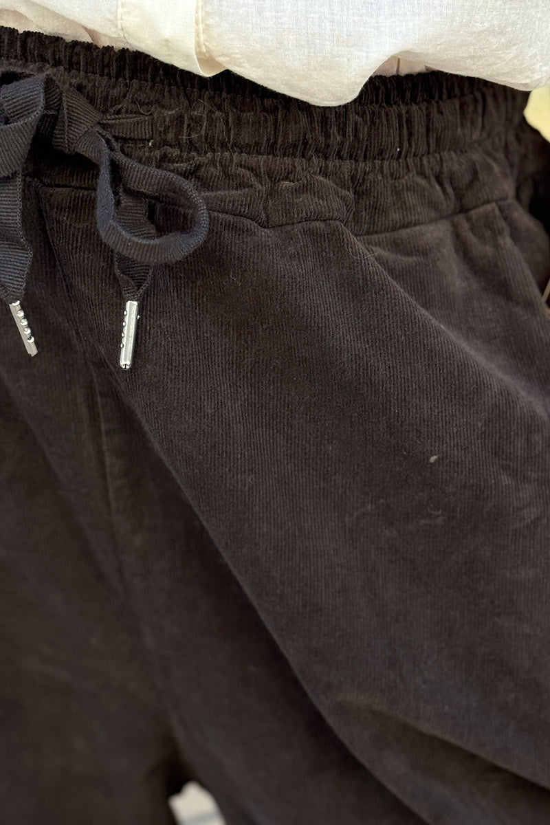Dark Chocolate Brushed Stretch Poplin Leopard Stripe Pants