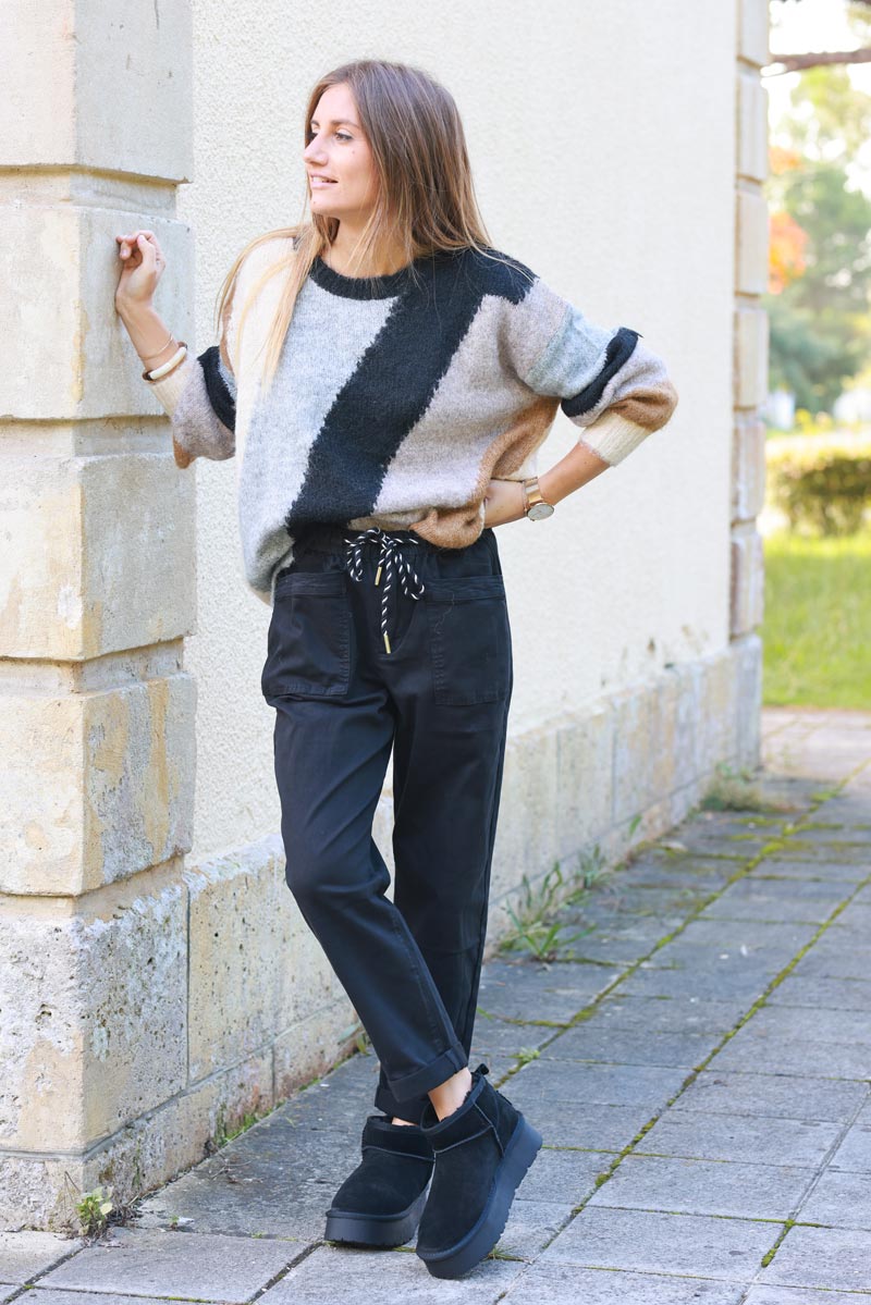 Audrey Black High-Waist Paperbag Trousers