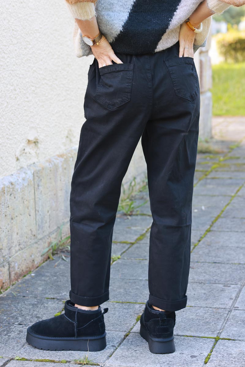 Audrey Black High-Waist Paperbag Trousers