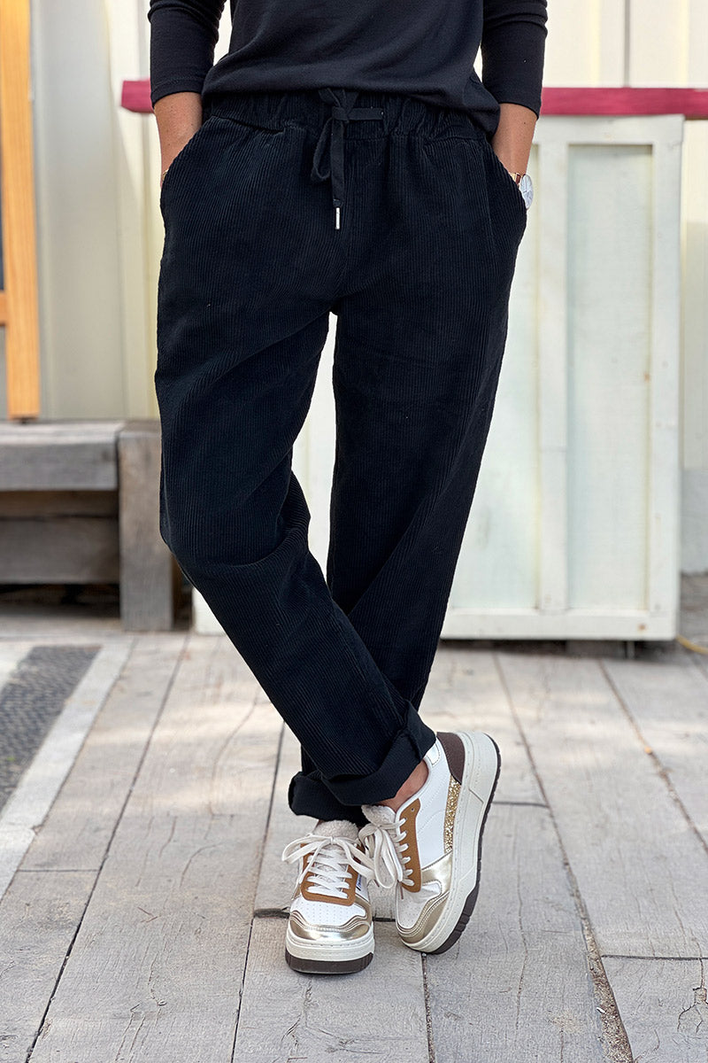 Black Corduroy Casual Pants