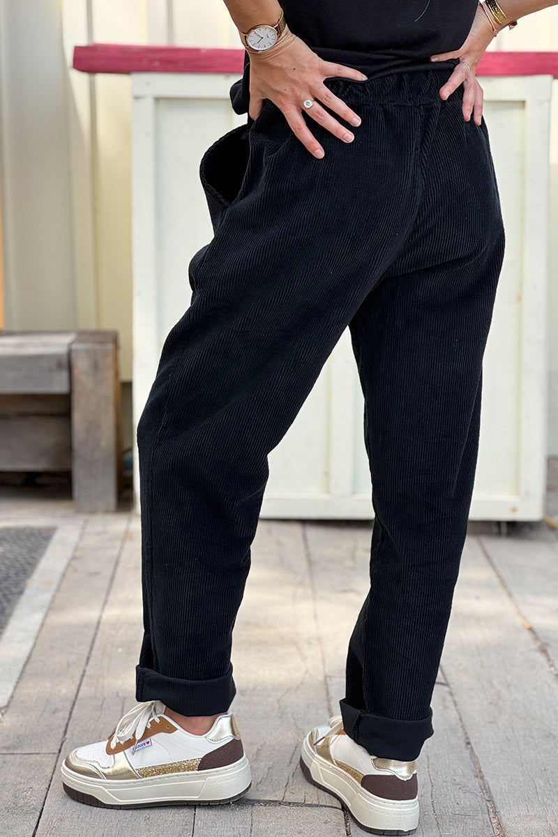 Black Corduroy Casual Pants