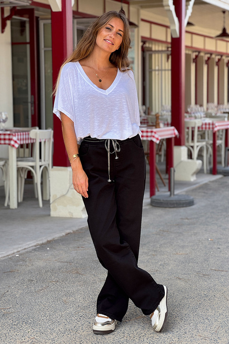 Black Stretch Denim Jogger Jeans