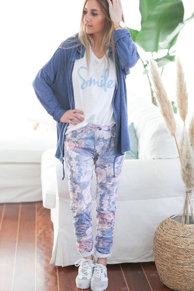 Pantalon reversible imprime printemps bleu e051 (1)