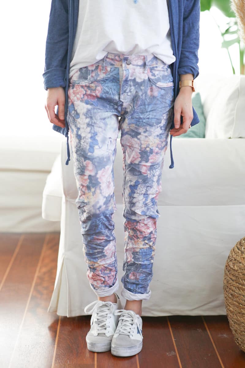 Pantalon reversible imprime printemps bleu e051 (1)
