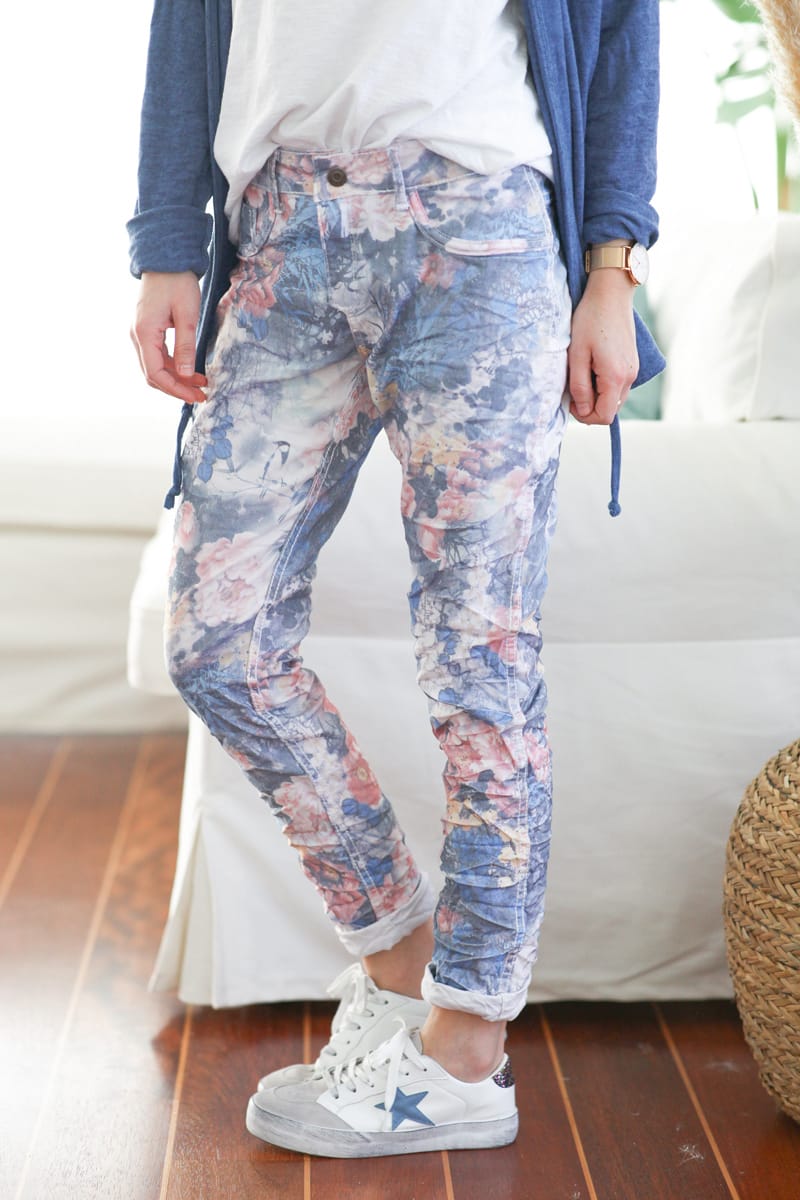 Pantalon reversible imprime printemps bleu e051 (1)