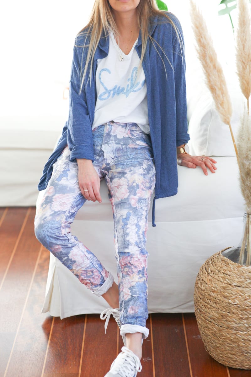 Pantalon reversible imprime printemps bleu e051 (1)